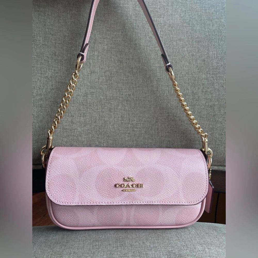 ‼️LIMITED‼️NWT！1PC COACH POWDER PINK SIGNATURE PURSES/WALLET fast shipping